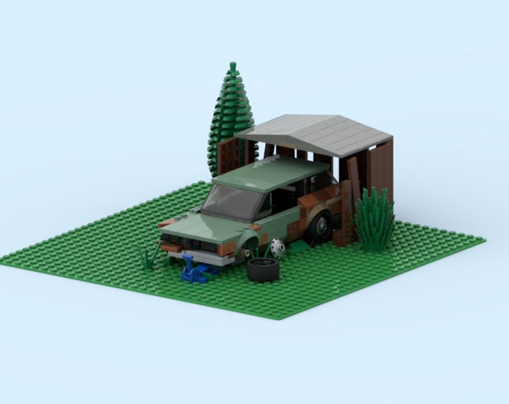 Lego 1970 Ford LTD Country Squire Barn Find (wonderbrickz) With Shed Mod