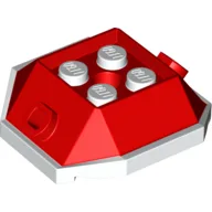 Brick Wedged, Sloped 4 x 4 with Pin Holes and White Underside Pattern (Para-Koopa Shell) / Red