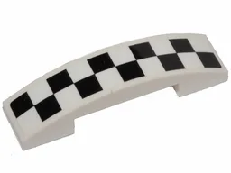 Slope, Curved 4 x 1 x 2/3 Double with Black and White Checkered Pattern (Sticker) - Set 31094