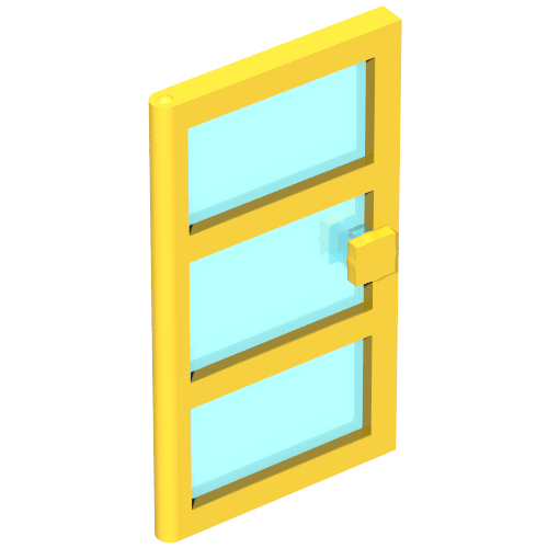 Lego Door 1 x 4 x 6 with 3 Panes with Trans-Light Blue Glass / Yellow