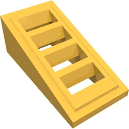Brick Sloped 18° 2 x 1 x 2/3 with 4 Slots / Grate / Bright Light Orange