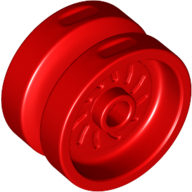 Lego Wheel 18 x 12 with Axle Hole and Stud / Red
