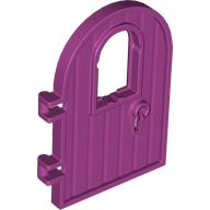 Lego Door 1 x 4 x 6 Round Top with Window and Keyhole, Reinforced Edge / Magenta