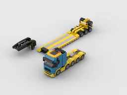 Truck with lowboy trailer