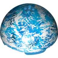 Lego Dome Hemisphere 11 x 11 with 2 x 2 Studs on Top and Kamino Black / Blue / White Planet Print [75006] / Dark Azure