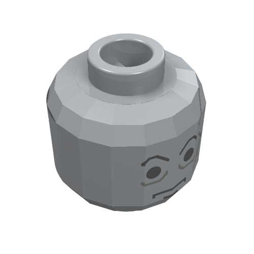 Lego Minifig Head Darth Vader, Scars Gray Left, Eyebrows Print / Light Bluish Gray