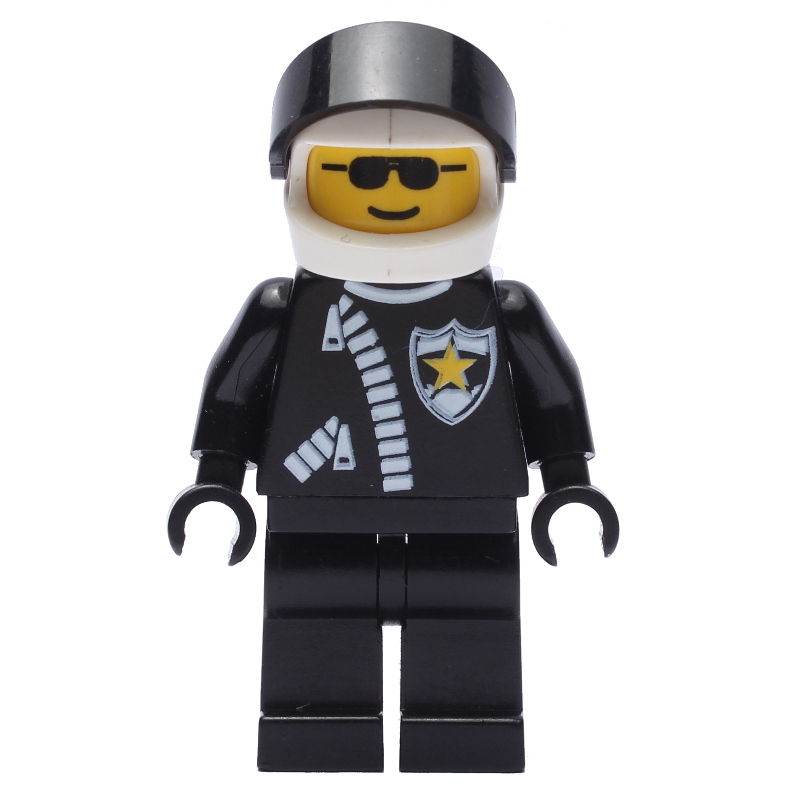 Lego Policeman with Zipper Jacket and Helmet with Black Visor