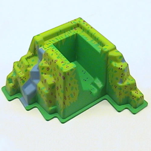 Lego Baseplate Raised 22 x 22 x 10 Mountain with Flowers and Stream Print / Bright Green