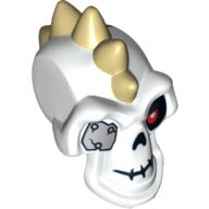 Lego Minifig Head Special, Skull with Spikes and Metal Eyepatch Print / White