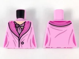 Torso Dress with Dark Pink Collar and Mauve Scarf Pattern / Bright Pink