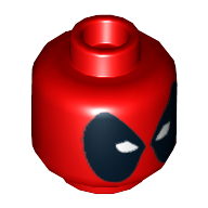 Lego Minifig Head Deadpool, Large Black Eyes Print [Hollow Stud] / Red
