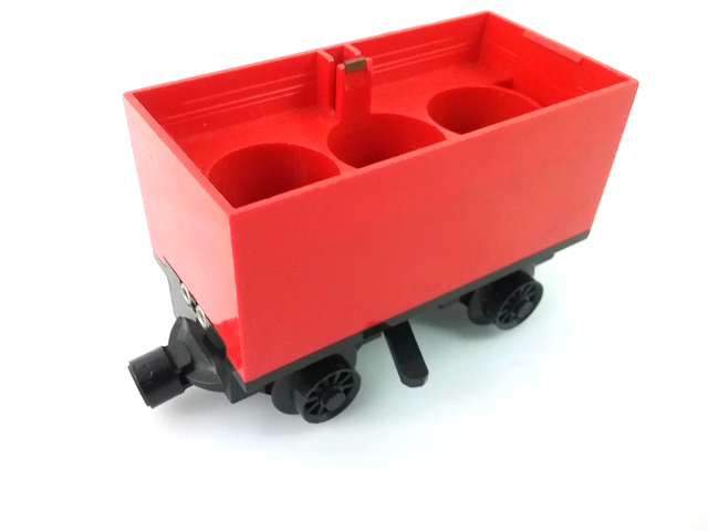 Lego Train Battery Box Car with Three Contact Holes, Black Switch Lever, Black Magnets, and Black Wheels