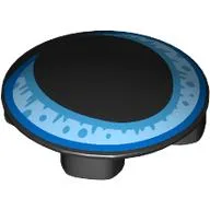 Plate Round 2 x 2 with Rounded Bottom with Blue Cat Eye Print