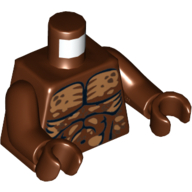 Lego Torso Muscles Outline Print, Reddish Brown Arms and Hands / Reddish Brown