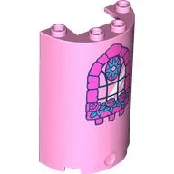 Cylinder Half 2 x 4 x 5 with 1 x 2 cutout with Dark Pink Window Print