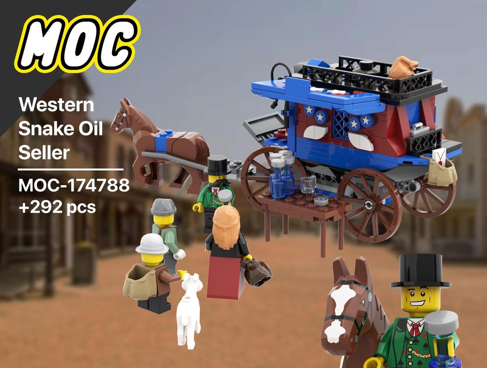 Lego Snake Oil Seller Carriage - Western | Cowboys | Lone Ranger | Cavalry | Wild West | Carnival