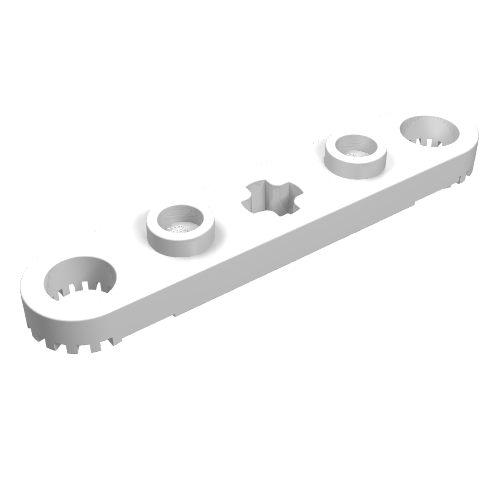 Lego Technic Plate 1 x 5 with Toothed Ends, 2 Studs and Center Axle Hole / White