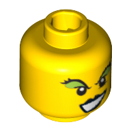 Lego Minifig Head Agents Claw-Dette / Witch, Female, Black Lips, Green Eye Shadow Print [Blocked Open Stud] / Yellow