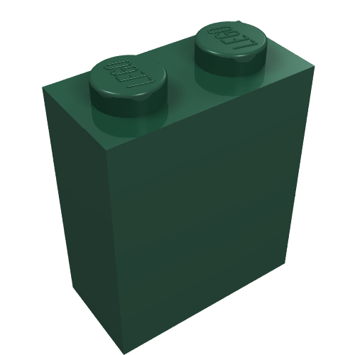 Lego Brick 1 x 2 x 2 with Inside Stud Holder / Dark Green