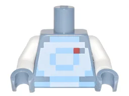 Torso Pixelated Bright Light Blue and White Spacesuit Pattern / White Arms / Sand Blue Hands