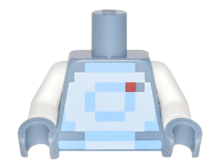 Lego Torso Pixelated Bright Light Blue and White Spacesuit Pattern / White Arms / Sand Blue Hands