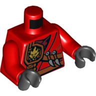 Lego Torso Robe with Fire Power Emblem, Kunai Knives and Scabbard Print, Red Arms, Black Hands / Red