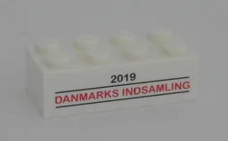 Brick 2 x 4 with '2019 DANMARKS INDSAMLING' Pattern