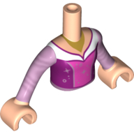Lego Minidoll Torso Girl, Dark Pink/Dark Purple Dress, White Trim print with Light Nougat Hands / Light Nougat