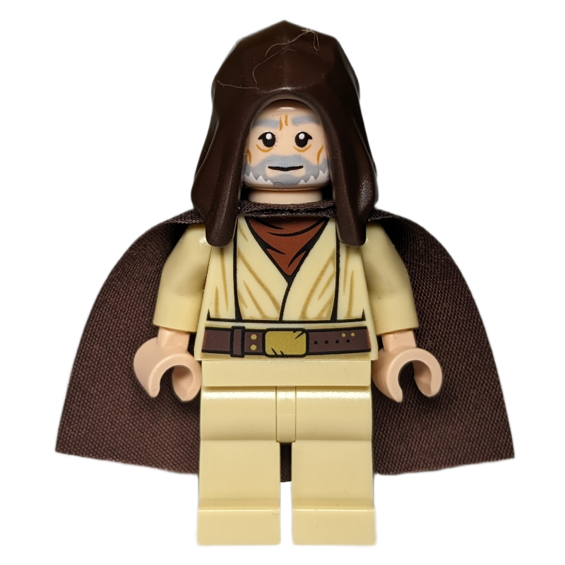 Lego Obi-Wan Kenobi, Old, Tan Robes, Dark Brown Hood and Cape