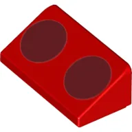 Brick Sloped 30° 1 x 2 x 2/3 with 2 Dark Red Circles Print / Red