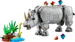 Wild Animals: Majestic Rhino with Birds