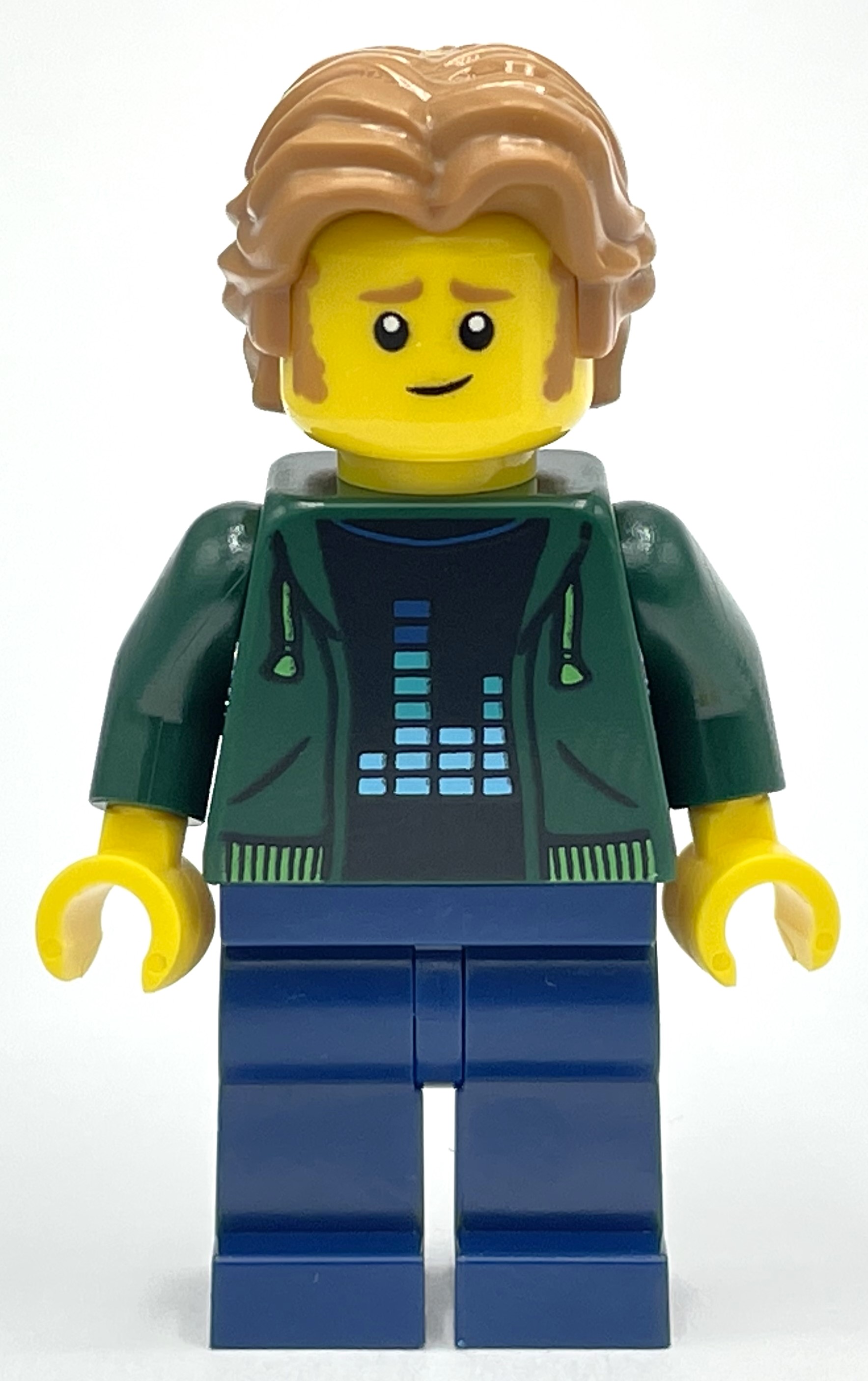 Lego Dark Green Torso, Dark Blue Legs, Medium Nougat Hair