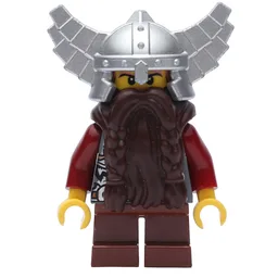 Dwarf, Dark Brown Beard, Metallic Silver Winged Helmet