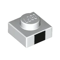 Plate 1 x 1 with Black Square Print / White