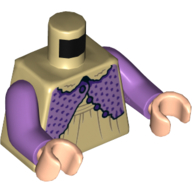 Lego Torso Dress, Medium Lavender Top, Buttons print, Medium Lavender Arms, Light Nougat Hands / Tan