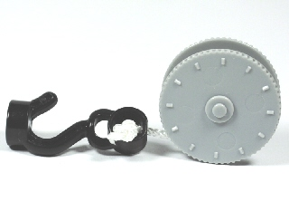 Lego Duplo Winch Drum Narrow with White String and Black Thin Hook Fixed with Stud Holder
