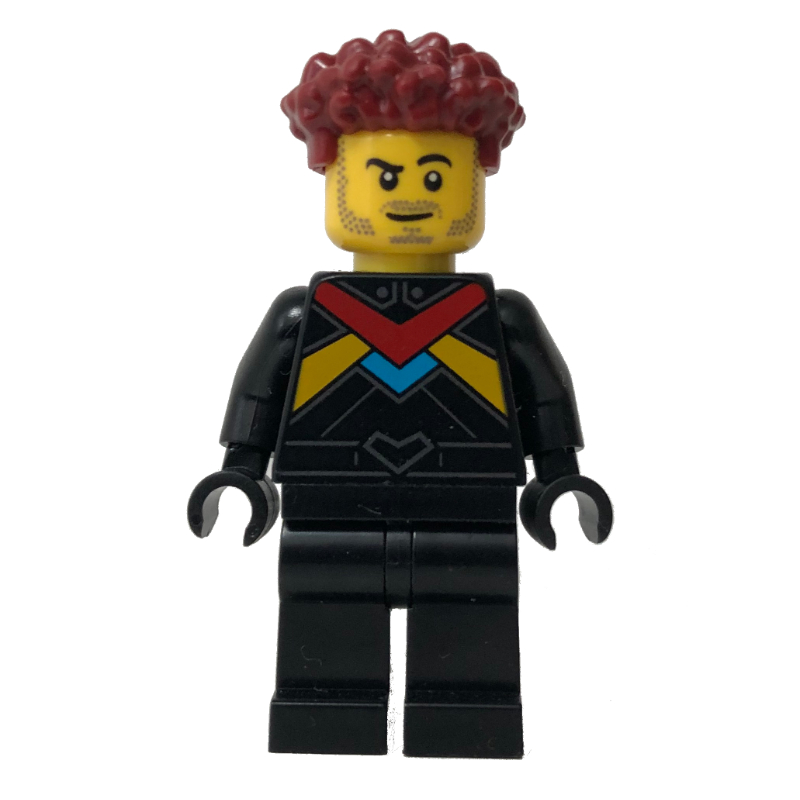 Lego Race Driver - Black Torso, Black Legs, Dark Red Hair