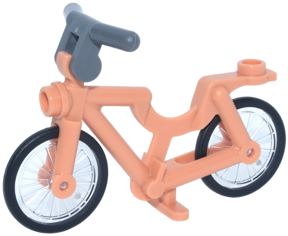 Lego Bicycle with Clip for Handlebars with Trans-Clear Wheels with Molded Black Hard Rubber Tires and Dark Bluish Gray Handlebars (6348 / 92851pb01 / 30031)