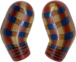 Arm, (Matching Left and Right) Pair with Dark Tan, Dark Blue and Dark Orange Plaid Shirt and Black Wrinkled Cuffs Pattern / Dark Red