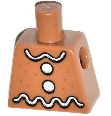 Lego Torso with White Wavy Lines and Circles Icing, Dark Orange Dots Pattern