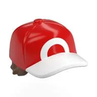 Hair and Cap, Straight Short Hair Reddish Brown with White Circle Print / Red