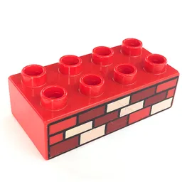 Duplo Brick 2 x 4 with Red, Dark Red and Tan Bricks Print