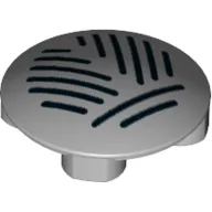 Plate Round 2 x 2 with Rounded Bottom with Dark Blue Stripes Print