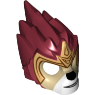 Lego Mask Lion with Tan Muzzle, Black Face Details and Gold Crown Print / Dark Red
