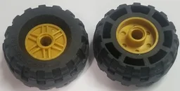 Wheel 18mm D. x 14mm with Pin Hole, Fake Bolts and Shallow Spokes with Black Tire 37 x 18R (55981 / 56891) / Pearl Gold