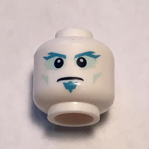 Lego Minifig Head, Dark Azure Eyebrows and Goatee Print / White