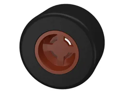 Wheel 8mm D. x 9mm for Slicks, Hole Notched for Wheels Holder Pin with Black Tire Smooth Small Wide Slick (30027b / 30028) / Reddish Brown