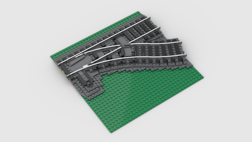 Lego Ballasted Right Switch (even ties/sleepers)