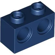 Technic Brick 1 x 2 [2 Pin Holes] / Dark Blue