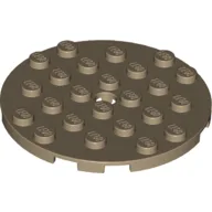 Plate Round 6 x 6 with Hole / Dark Tan